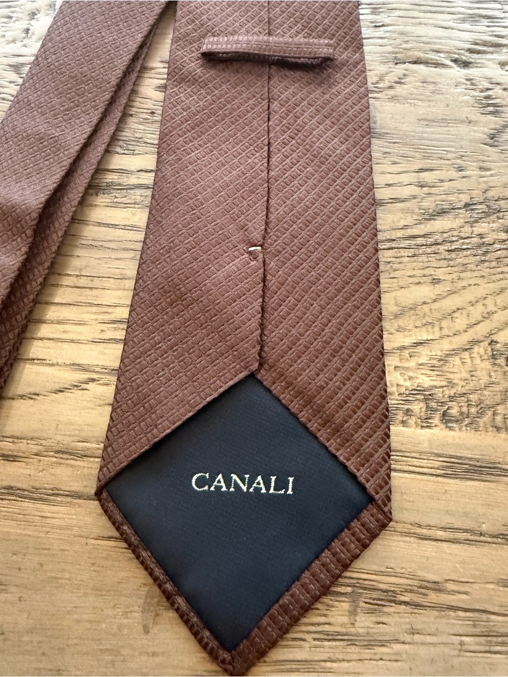 Canali Textured Brown Silk Tie